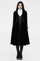 Black Long Sleeves Jacquard Slim Women's Gothic Coat